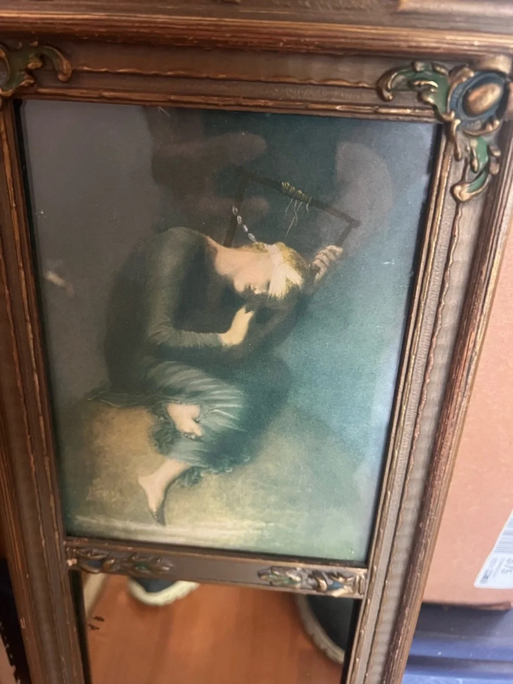 Ornate Vertical Wall Mirror in Antique Possibly from the 1920’s Aprox. 27 “ Tall